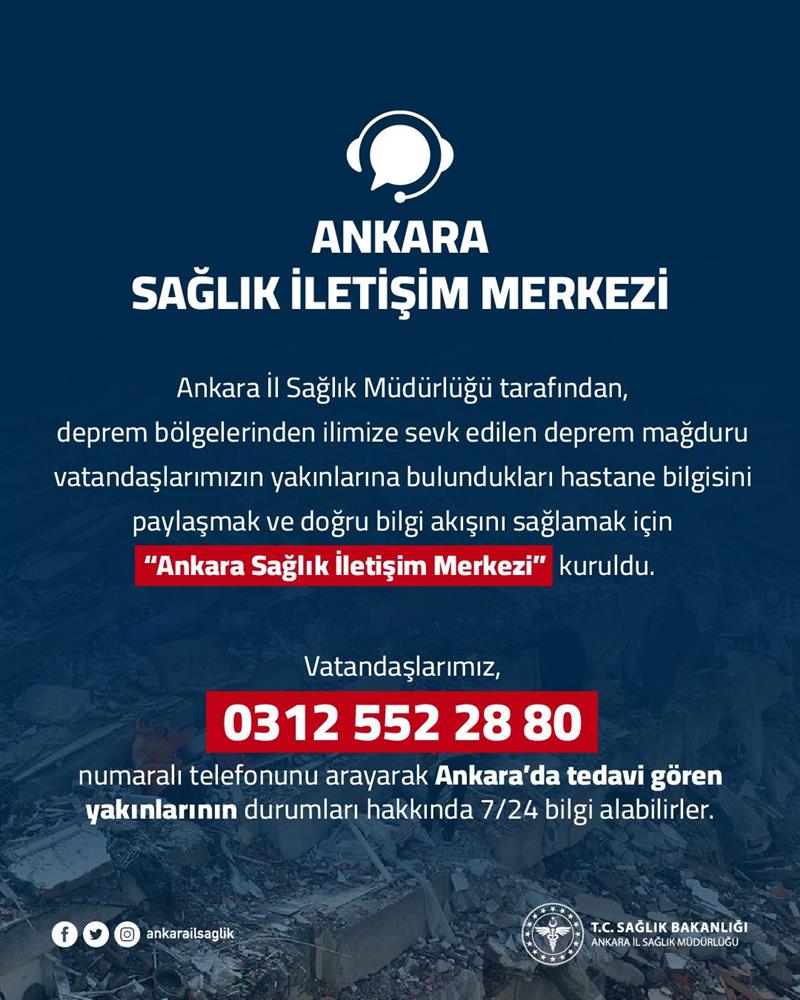 “Ankara Sağlık İletişim Merkezi” Duyurusu
